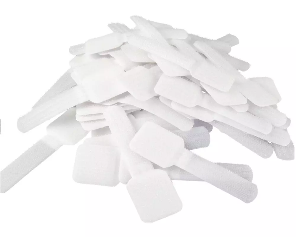 Label-the-cable Klettkabelhalter WALL STRAPS 3 x 9 cm Weiss, 50 Stück