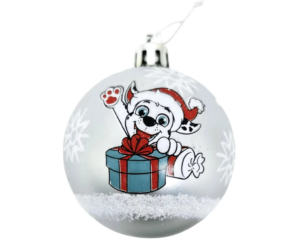Arditex Weihnachtskugel 6 Stück, Ø 8 cm, Weiss, Paw Patrol