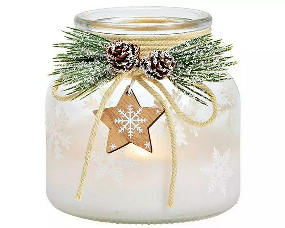 G. Wurm Weihnachtswindlicht Schneeflocke Weiss,