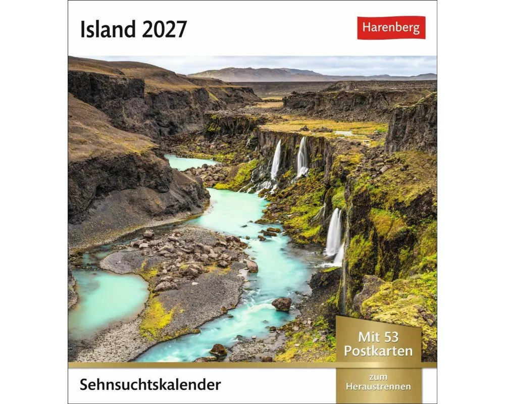 Island Sehnsuchtskalender 2027 - Wochenkalender mit 53 Postkarten