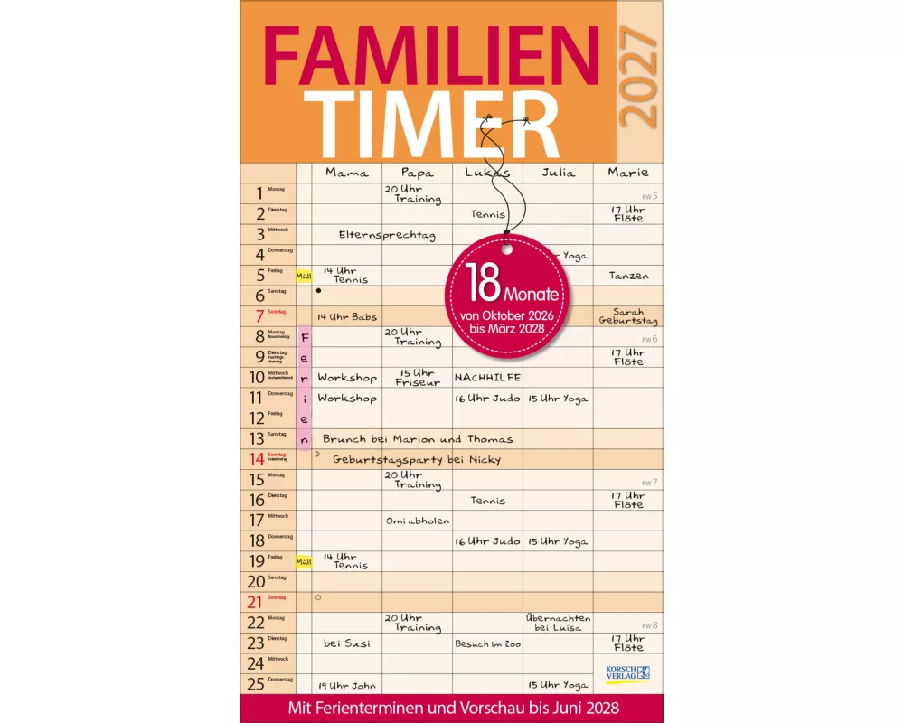 Familientimer 18 Monate 2027/2028