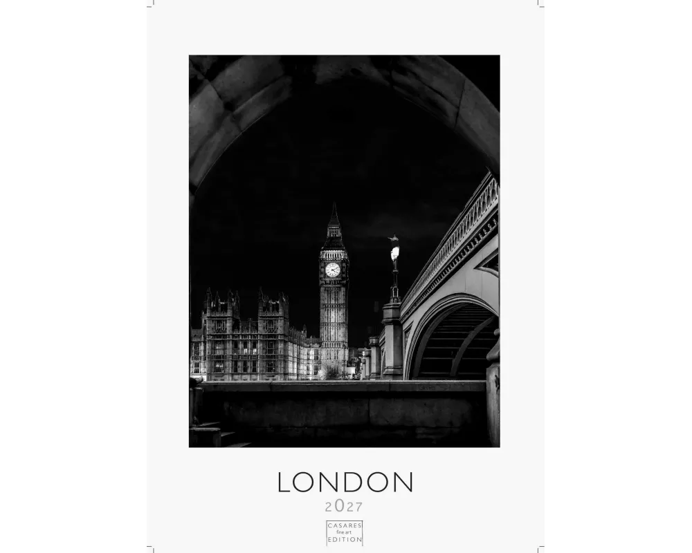 London schwarz-weiss Kalender 2027 - Wandkalender | Fotokalender England 59x42cm Grosses Format - Perfekt für Liebhaber London & Geschenkidee