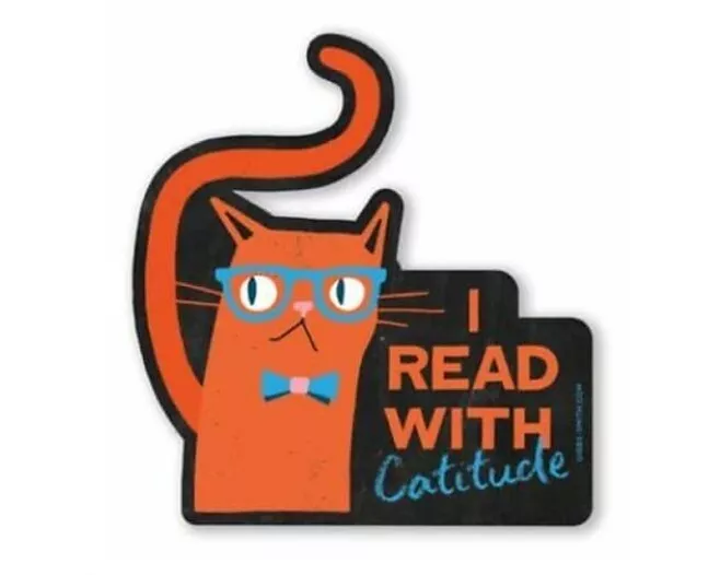 I Read With Catitude Sticker