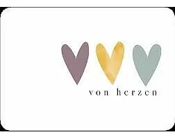 Postkarte / von Herzen (3 Herzen) / Quer