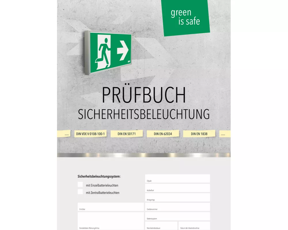 Prüfbuch für Sicherheitsbeleuchtungssysteme