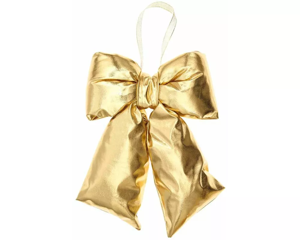 Weihnachtsschleife zum Hängen, gold, 24x19x5cm