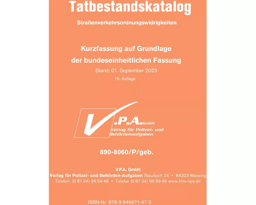 Bundeseinheitlicher Tatbestandskatalog Polizeifassung, gebunden