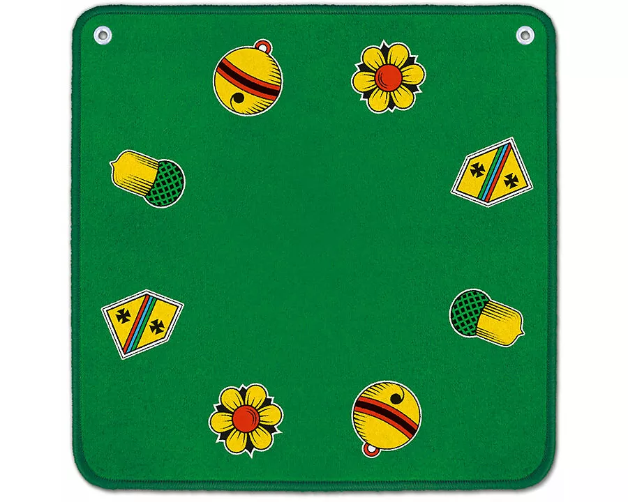 Jassteppich grün mit deutschen Motiven