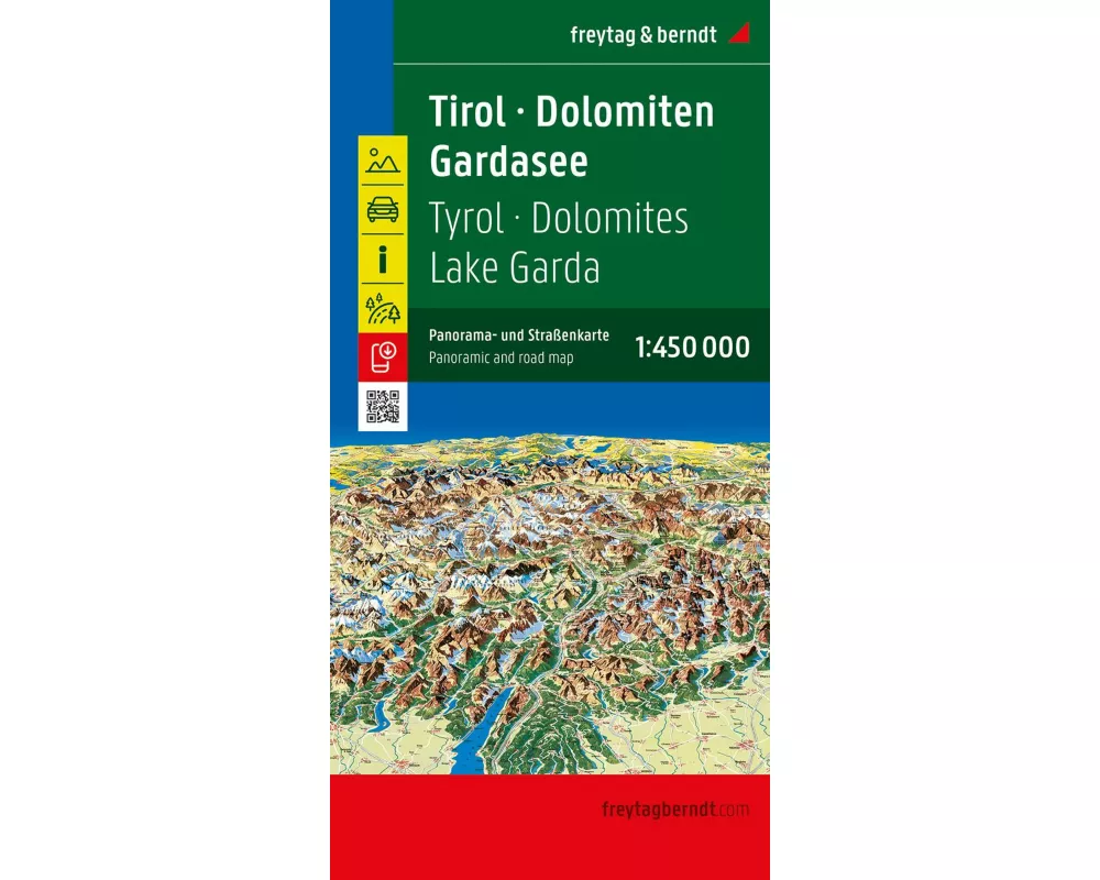 Tirol - Dolomiten - Gardasee - Panorama, Straßenkarte 1:450.000, freytag & berndt