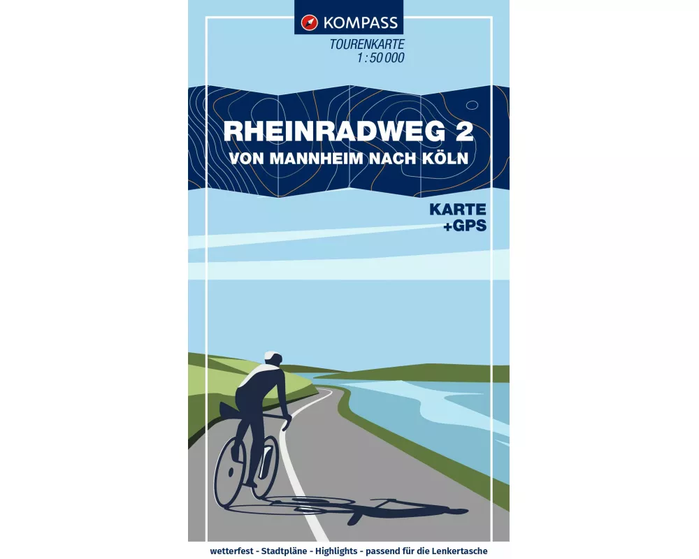 KOMPASS Fahrrad-Tourenkarte Rheinradweg 2, von Mannheim nach Köln 1:50.000