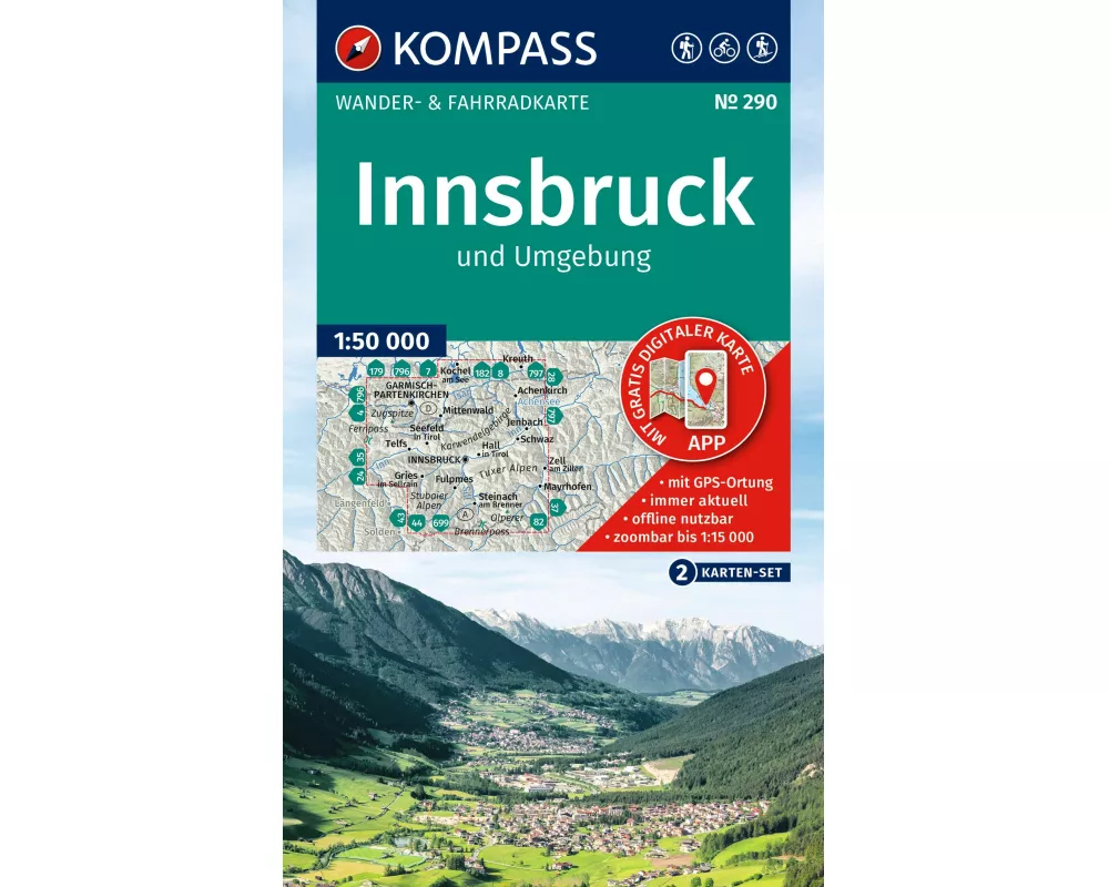 KOMPASS Wanderkarten-Set 290 Innsbruck und Umgebung (2 Karten) 1:50.000