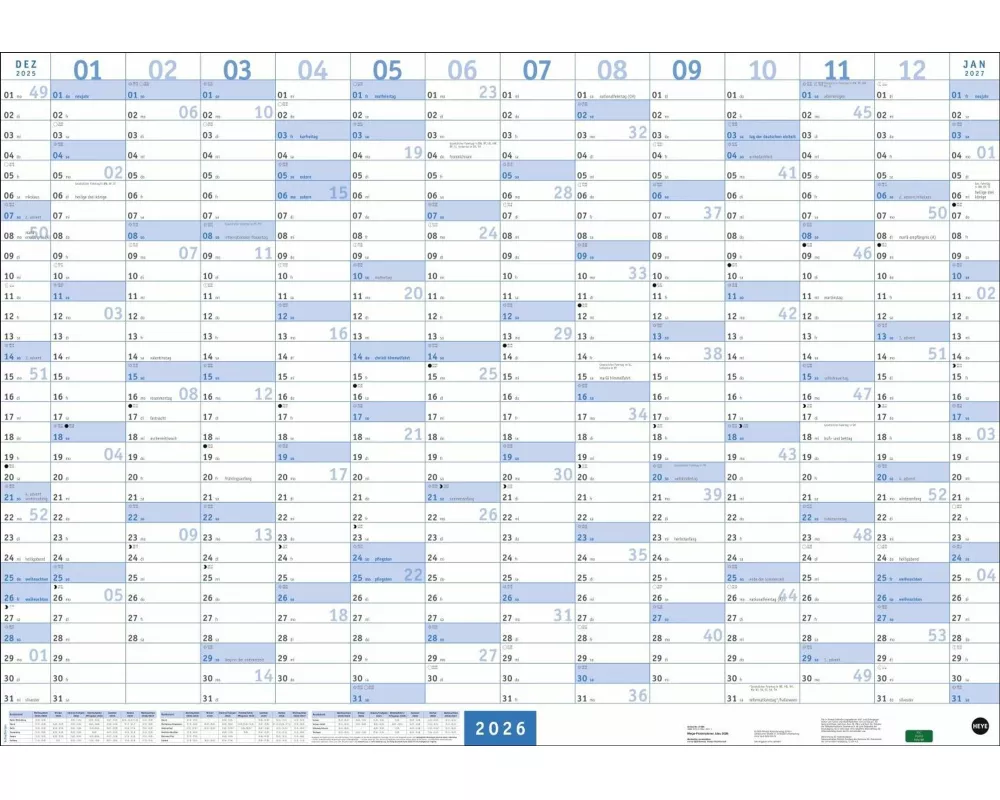 Mega-Posterplaner, blau 2026