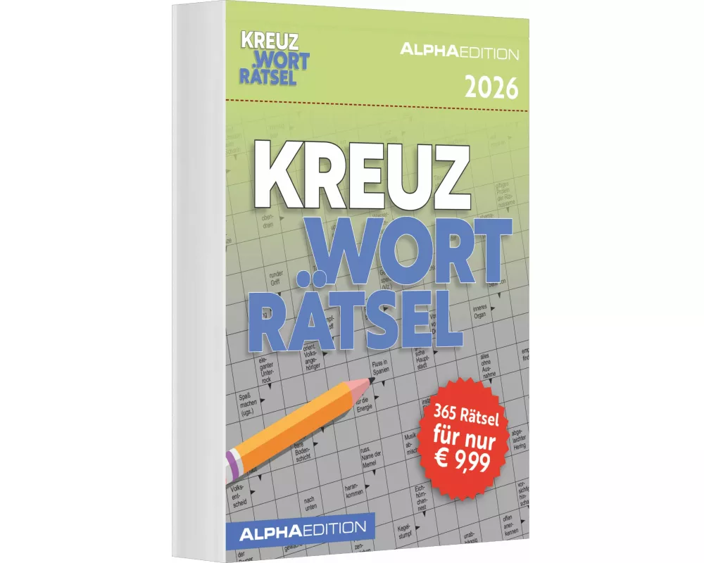 Alpha Edition - Das tägliche Kreuzworträtsel 2026 – Abreißkalender 11,8×15,9 cm mit 313 Schwedenrätseln, Tischkalender zum Aufstellen oder Aufhängen,