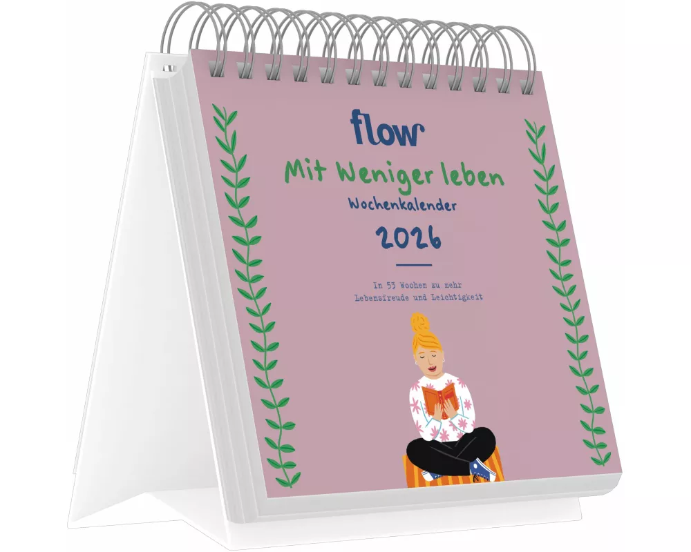 Flow - Mit weniger leben 2026 - Tischkalender 17x16 cm mit 53 Denkanstößen & Illustrationen, Achtsamkeitskalender für mehr Klarheit & Ordnung im Allta