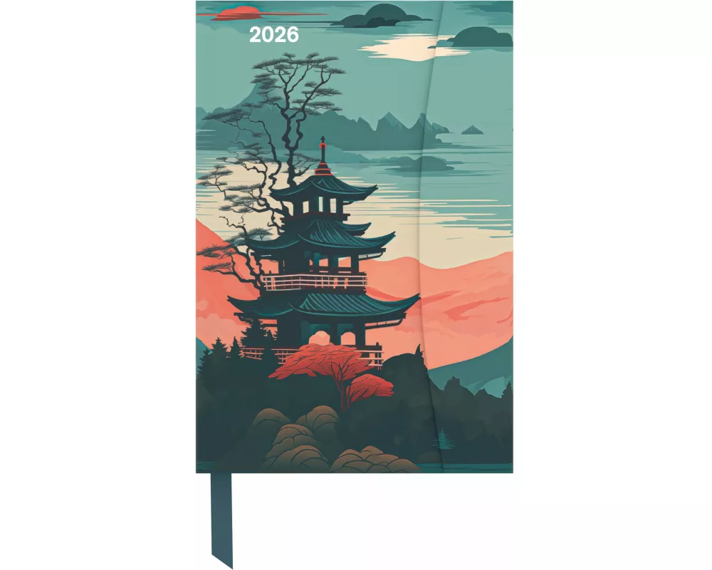 teNeues - Japanese Papers 2026 – Buchkalender 10x15 cm | Kompakter Wochenkalender mit Magnetverschluss im Asia-Design