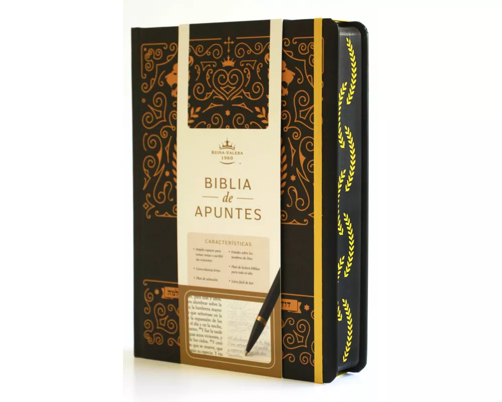 Biblia de apuntes RVR 1960 TD, Negro y oro (Edición cantos pintados) / Spanish Journaling Bible RVR 1960 HC Black and Gold