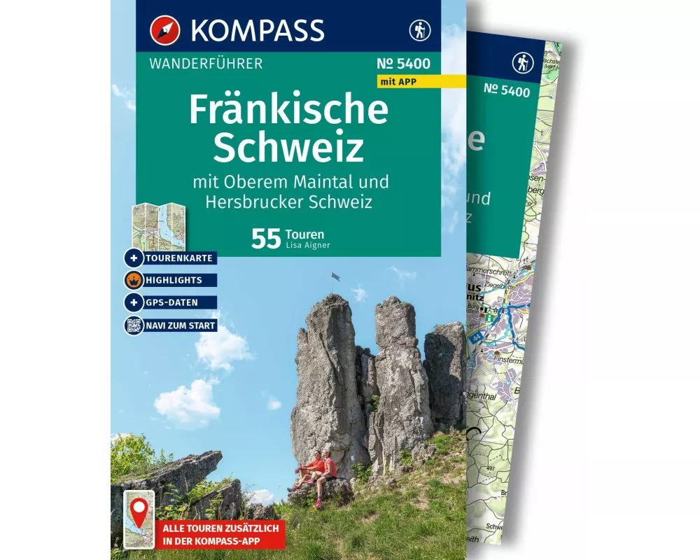 KOMPASS Wanderführer Fränkische Schweiz mit Oberem Maintal und Hersbrucker Schweiz, 55 Touren mit Extra-Tourenkarte