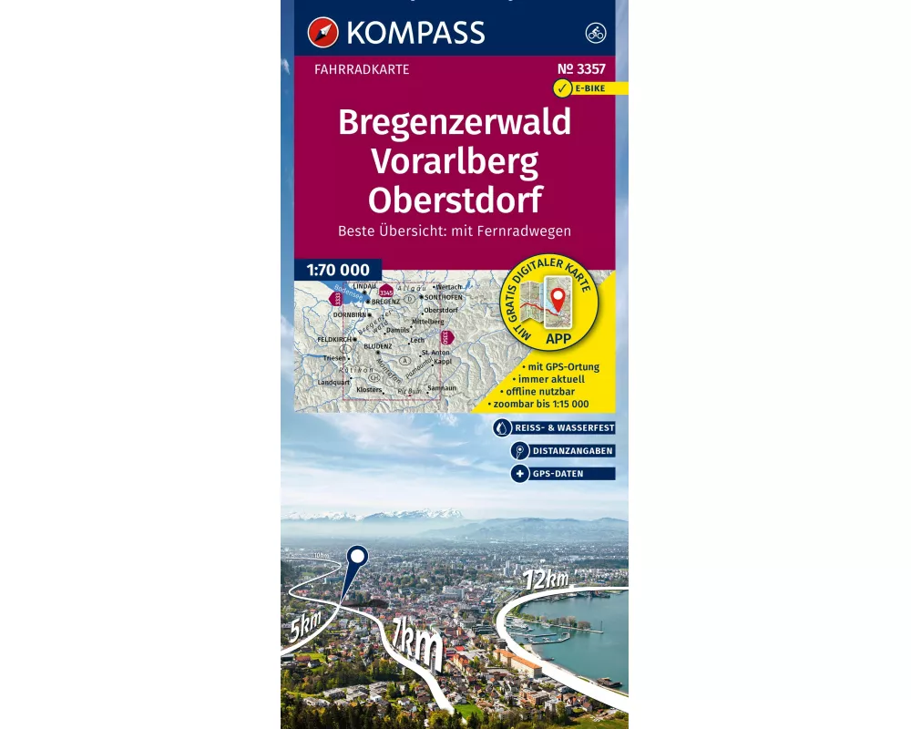KOMPASS Fahrradkarte 3357 Bregenzerwald, Vorarlberg, Oberstdorf 1:70.000