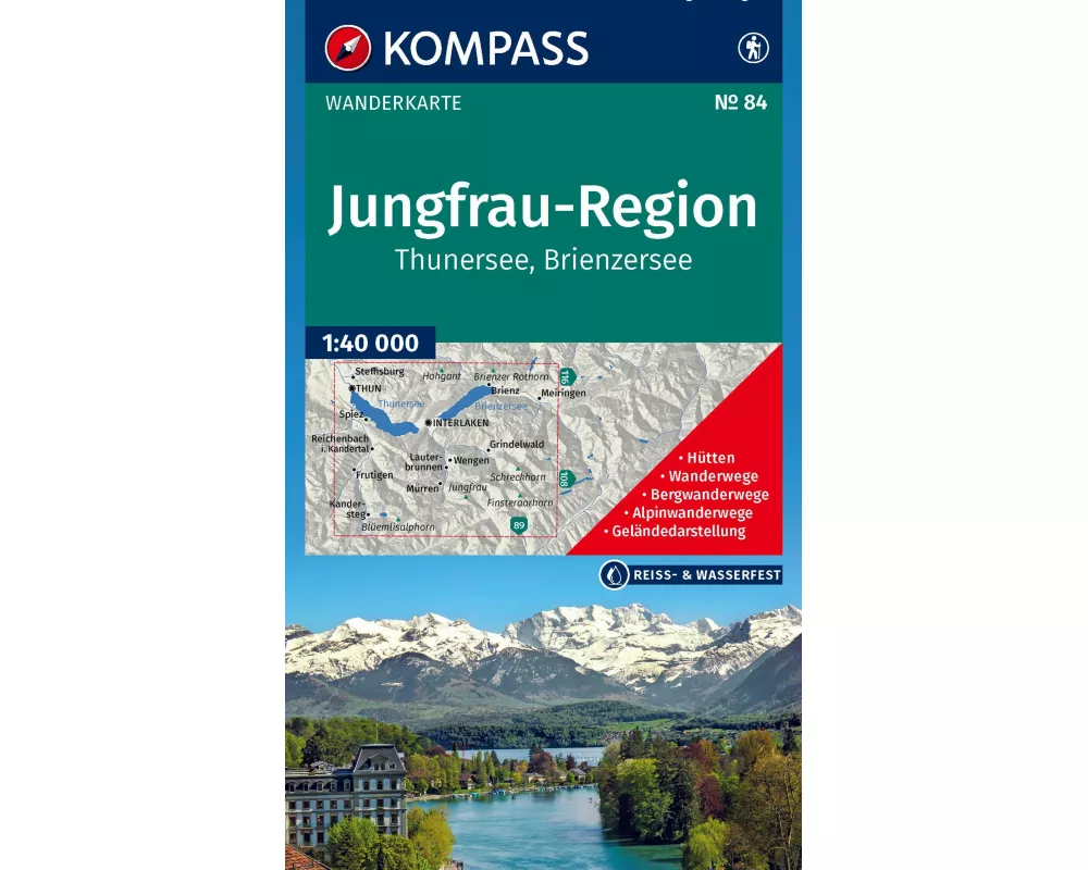 KOMPASS Wanderkarte 84 Jungfrau-Region, Thunersee, Brienzersee 1:40.000