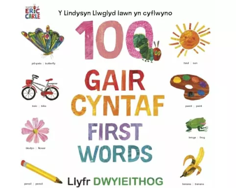 Y Lindysyn llwyglyd Iawn yn cyflwyno 100 Gair Cyntaf (First Words)