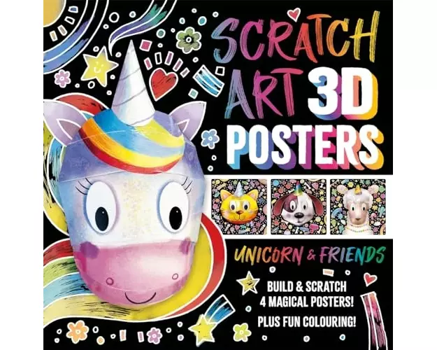 Scratch Art 3D Posters: Unicorn & Friends