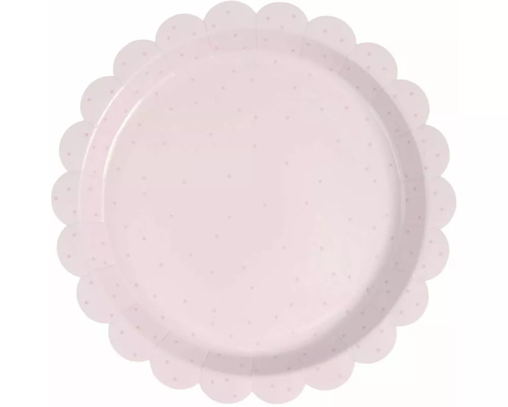 Pappteller Punkte, Hellrosa, FSC MIX, 8 Stk, 23 cm, 350 g/m²