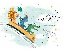 Postkarte. An deinem Geburtstag (Tiere in Achterbah