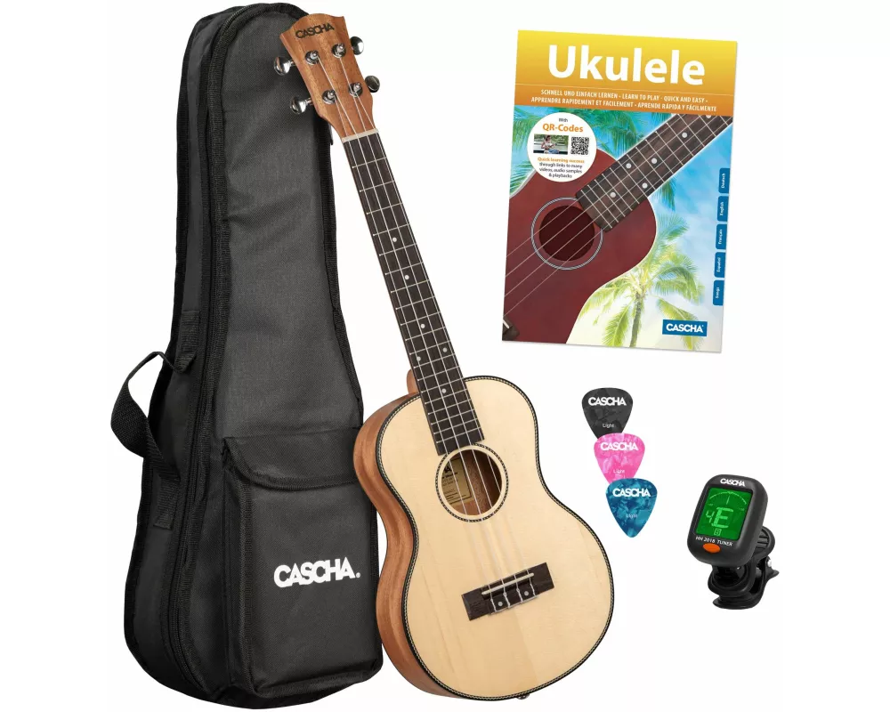 Tenor Ukulele Spruce Solid Top (incl. Bag padded, 3 Picks, Top: Spruce)