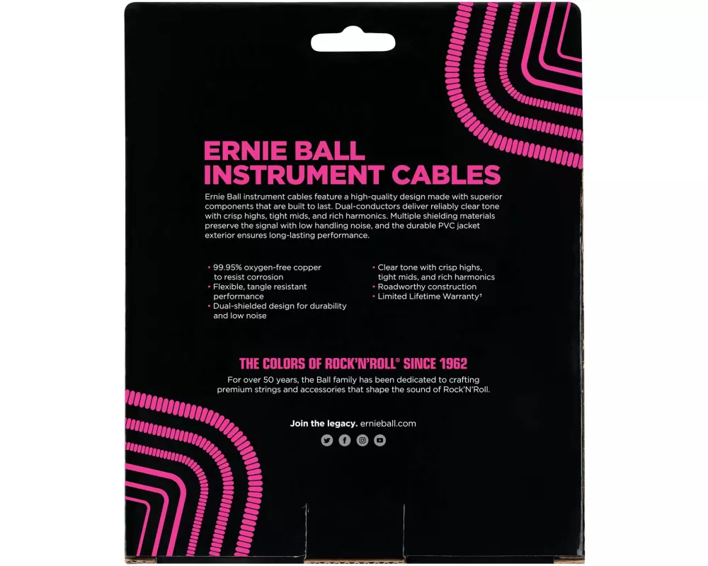 Ernie Ball Instrumentenkabel 6044 – 9.14 m, Schwarz