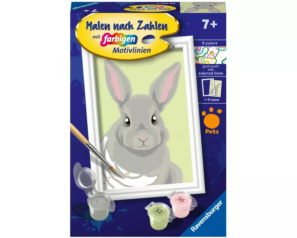 CreArt, Malen nach Zahlen Kinder - Niedliches Kaninchen
