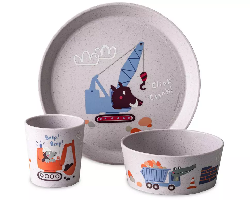 Koziol Kindergeschirrset CONNECT TRUCKS purple grey