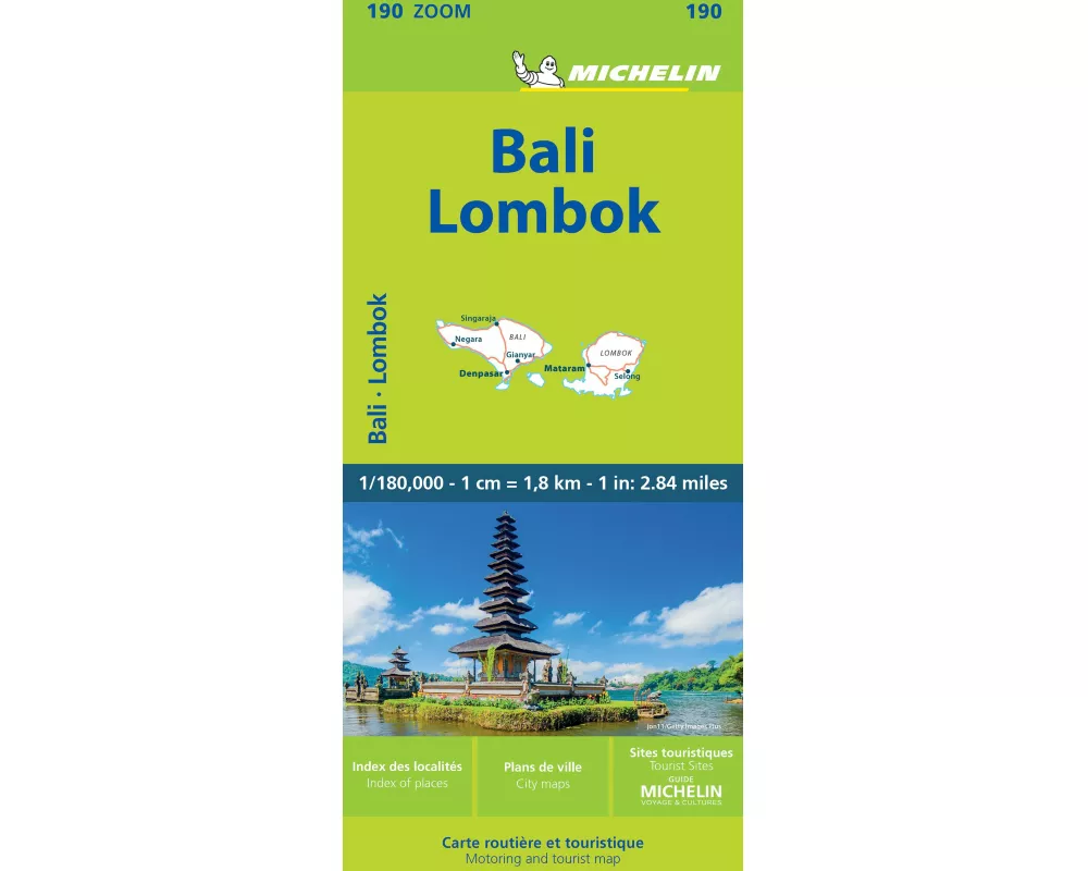 Michelin Bali: Lombok Road and Tourist Zoom Map 190