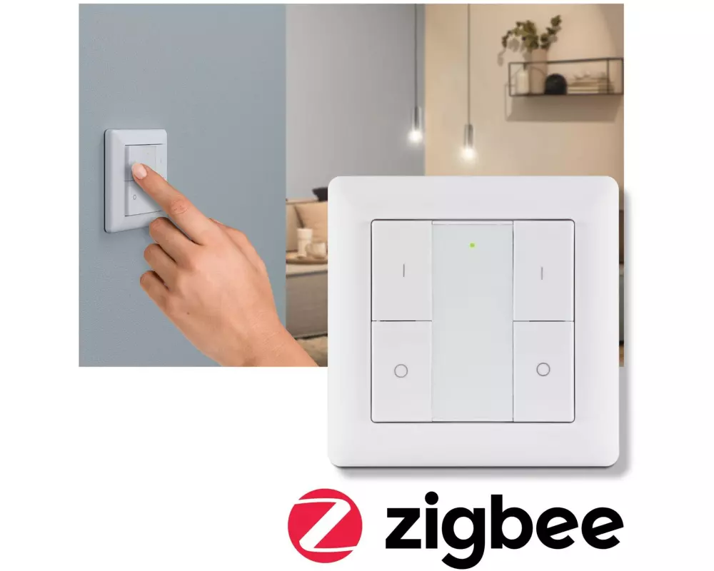 Paulmann Funk-Wandtaster ZigBee On / Off / Dimmer, Weiss