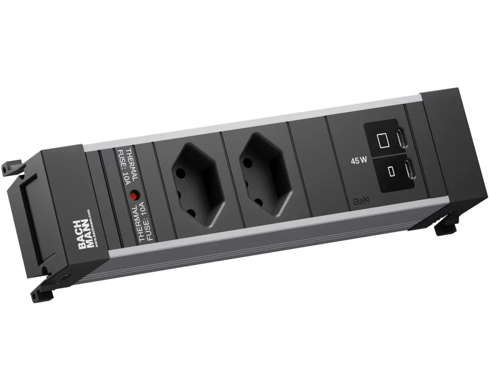 Bachmann Einbausteckerleiste POWER FRAME S 2xT13 1xUSB C/C 45W 0.2m