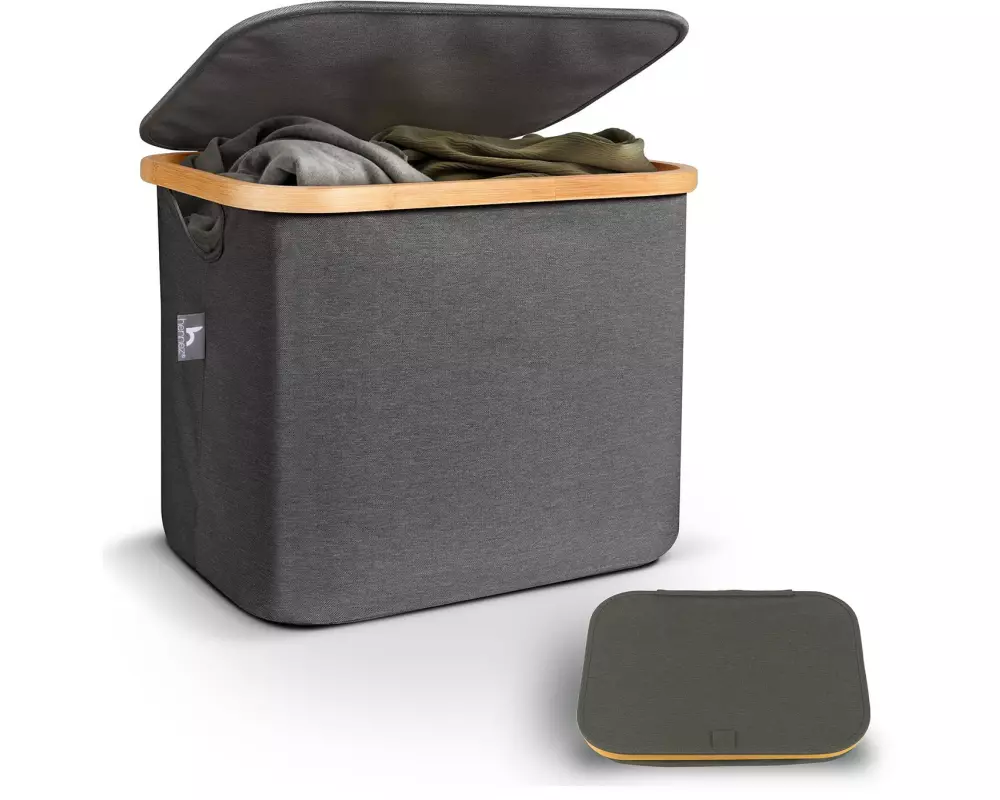 Hennez Wäschekorb Adrian 40 l, Anthrazit/Nature