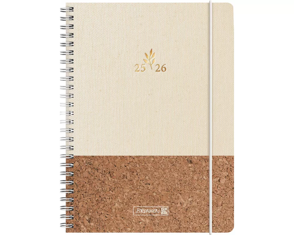 BRUNNEN Schülerkalender (2025/2026) "Naturality", 2 Seiten = 1 Woche, A5, 208 Seiten, Textil-Einband
