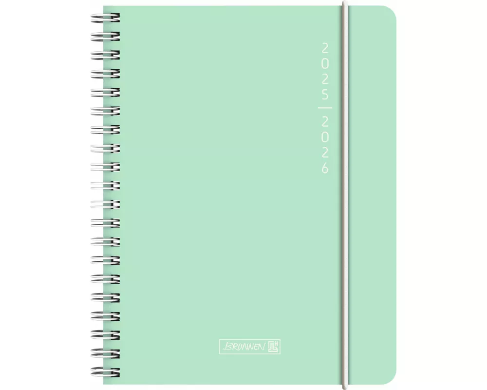 BRUNNEN Schülerkalender (2025/2026) "Plain Mint", 2 Seiten = 1 Woche, A6, 208 Seiten, PP-Umschlag, mint