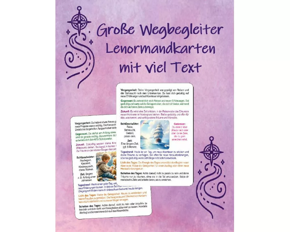Große Wegbegleiter Lenormandkarten mit viel Text