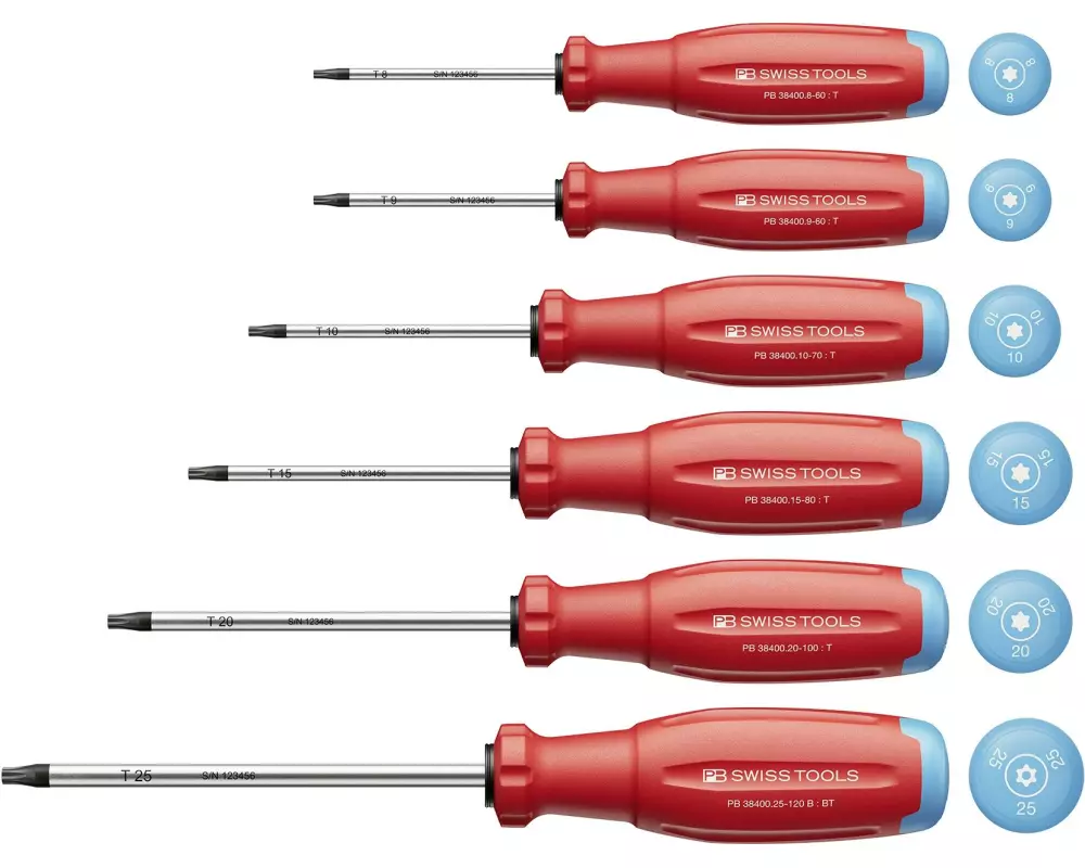 PB Swiss Tools Schraubenzieher-Set SwissGrip Evo PB 38440 Torx Rot