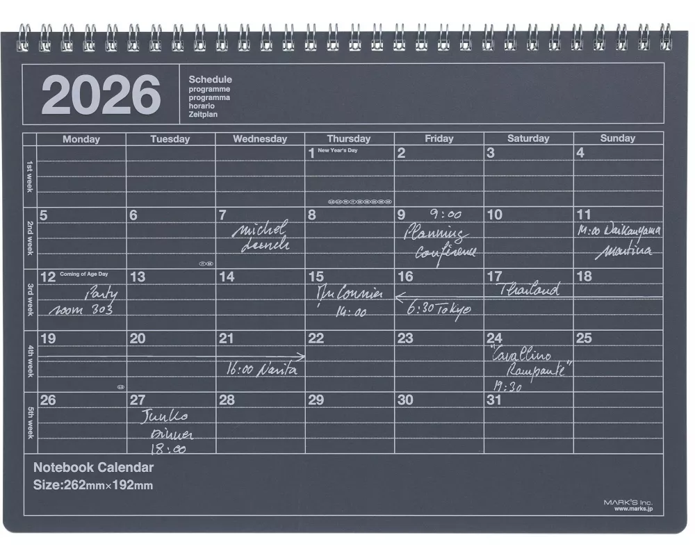 MARK'S 2026 Tischkalender, M // Black