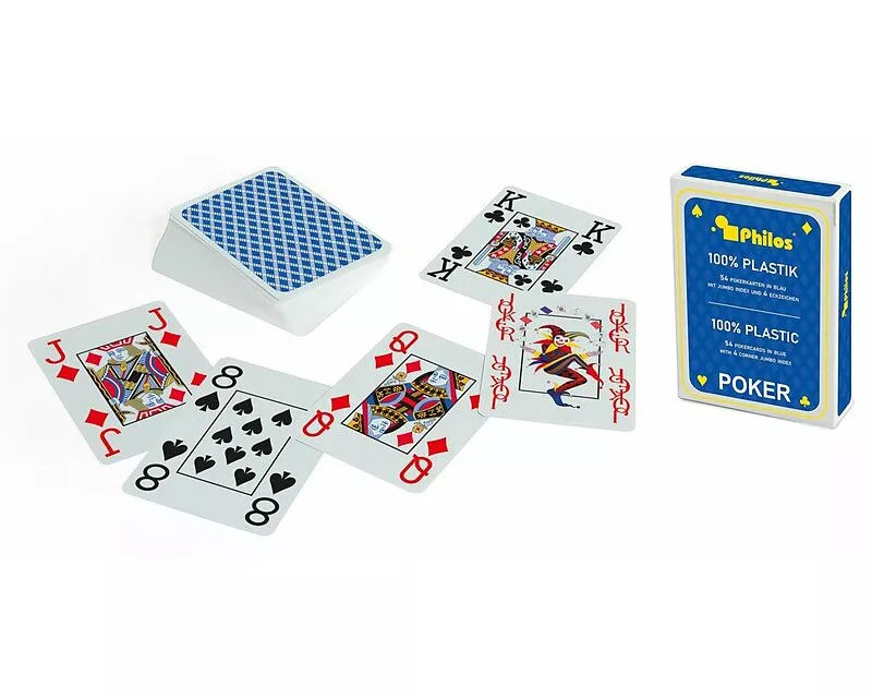 Pokerkarten - blau - Plastik