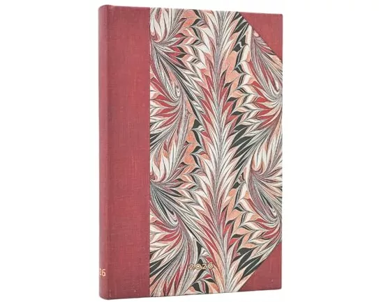 2026 Rubedo (Cockerell Marbled Paper) Mini 12-month Verso Hardcover Flexi Dayplanner 2026 (Elastic Band Closure)