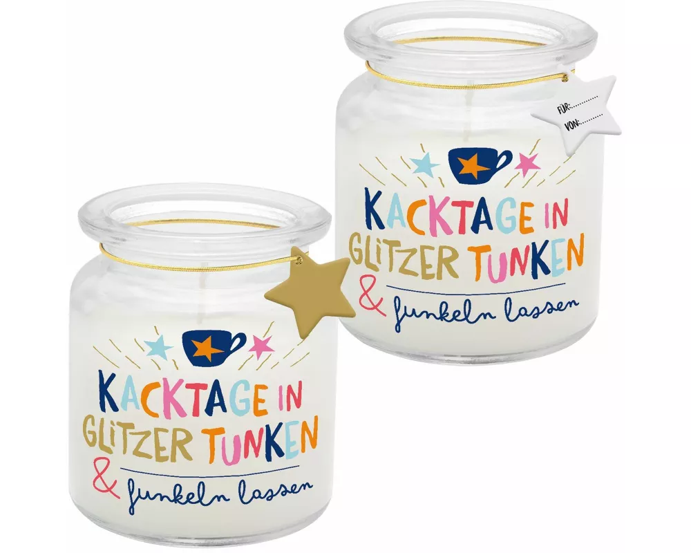 Kerze im Glas mit Motiv 'Kacktage'