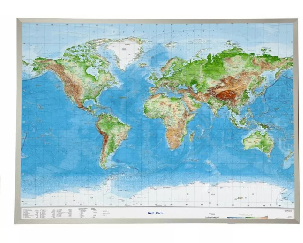 Welt Gross 1 : 53.000.000 mit Aluminiumrahmen