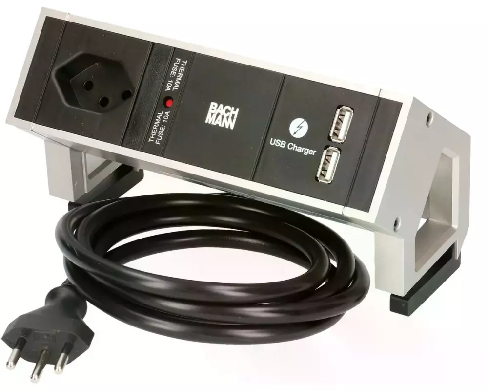 Bachmann Tischsteckdosenleiste DESK 2 1x T13 1x USB A Doppelladegerät