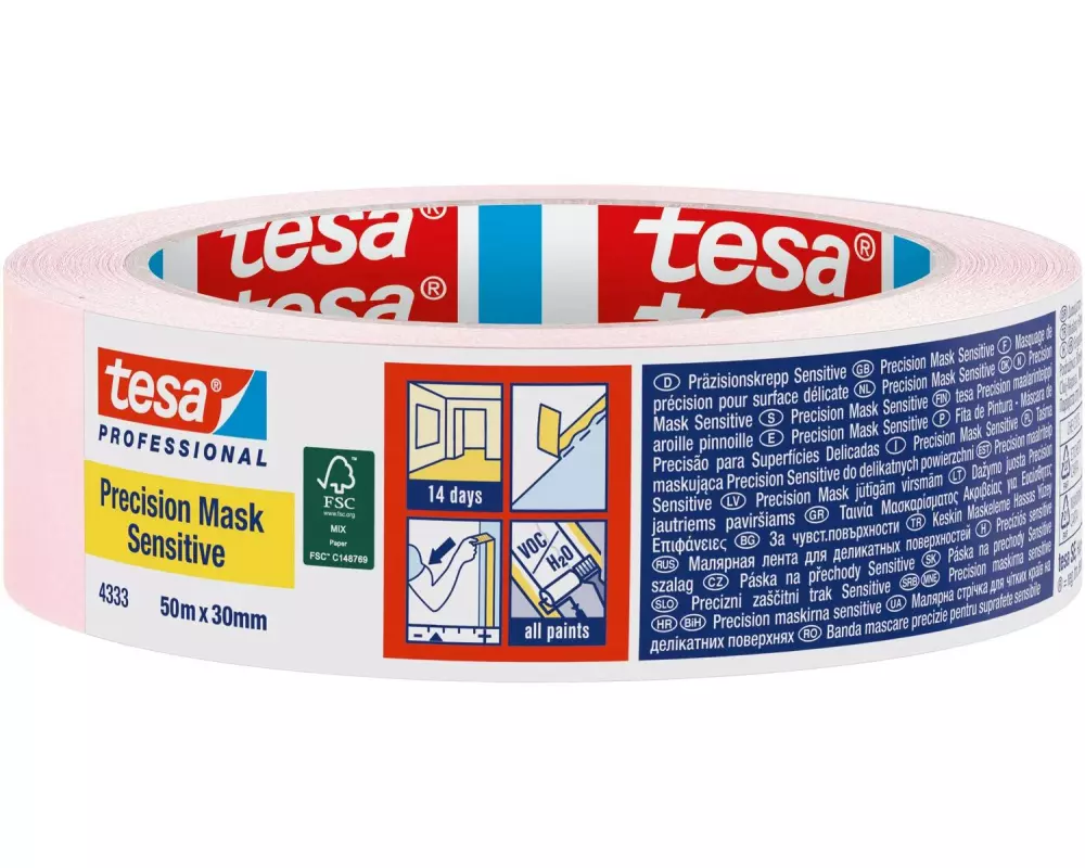 tesa Malerband Precision Mask Sensitive 50m x 30 mm, Pink