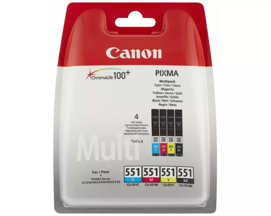 CANON CLI-551 Ink Cartridge, C/M/Y/BK, MULTI Pack, blister