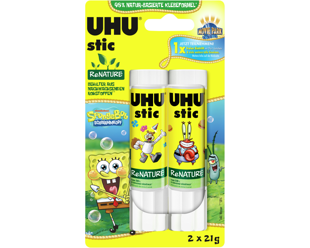 UHU Klebestift ReNature 2x21g 305711 Spongebob