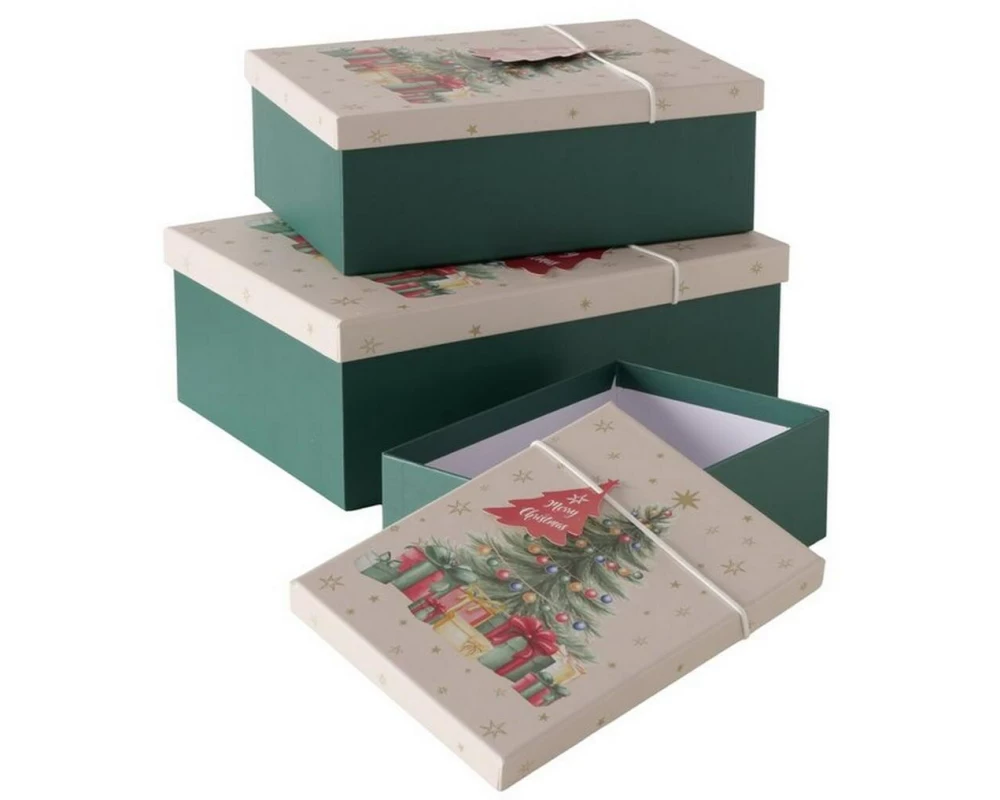 Boltze Geschenkbox Traditional 3-teilig, Beige/Rot