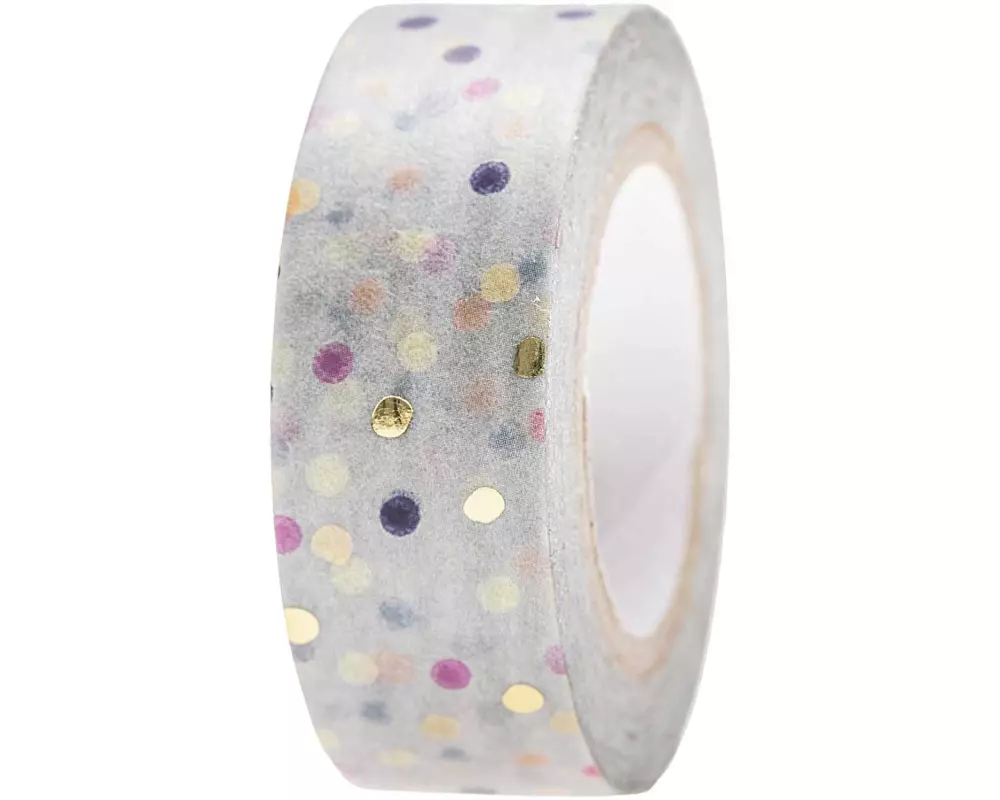 Rico Design Washi Tape Punkte 1.5 cm x 10 m, Blau Mix